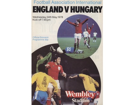 ENGLAND V HUNGARY 1978 FOOTBALL PROGRAMME