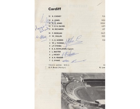 CARDIFF V AUSTRALIA 1966-67 SIGNED RUGBY PROGRAMME