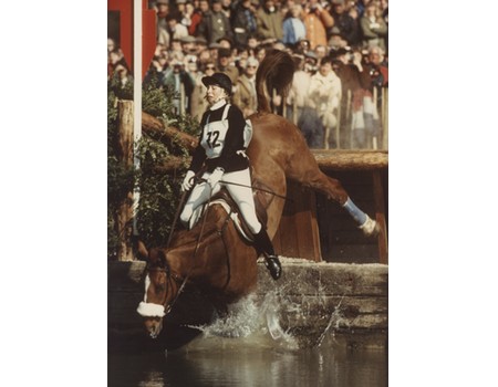 PRINCESS ANNE FALLING INTO WATER 1982 (BADMINTON HORSE TRIALS) PHOTOGRAPH