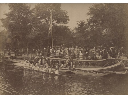 ORIEL COLLEGE BARGE SUMMER EIGHTS 1890 PHOTOGRAPH