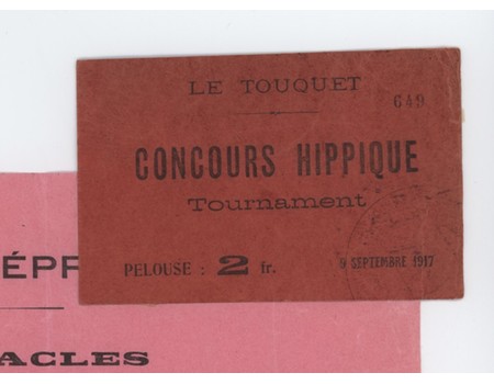 LE TOUQUET-PARIS-PLAGE HORSE SHOW (SEPTEMBER 9TH 1917 - MUTINY OF ETAPLES) PROGRAMME & TICKET