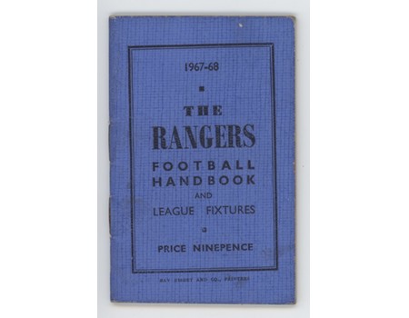 RANGERS FOOTBALL CLUB HANDBOOK AND LEAGUE FIXTURES 1967-68