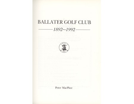 BALLATER GOLF CLUB CENTENARY 1892-1992