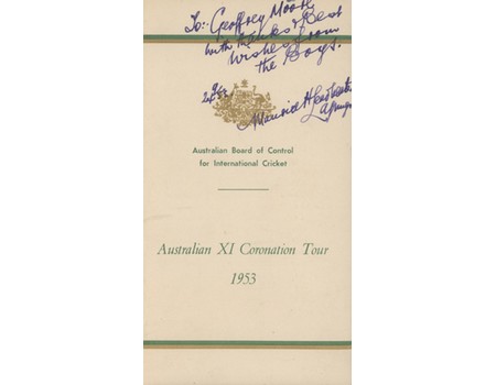AUSTRALIA 1953 SIGNED CRICKET ITINERARY CARD