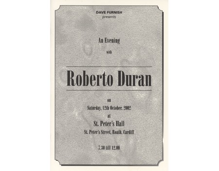 AN EVENING WITH ROBERTO DURAN 2002 - SIGNED MENU/PROGRAMME