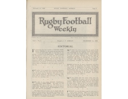 RUGBY FOOTBALL WEEKLY - VOLUME I (1928-29)