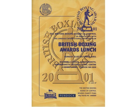 BRITISH BOXING AWARDS 2001 SIGNED PROGRAMME