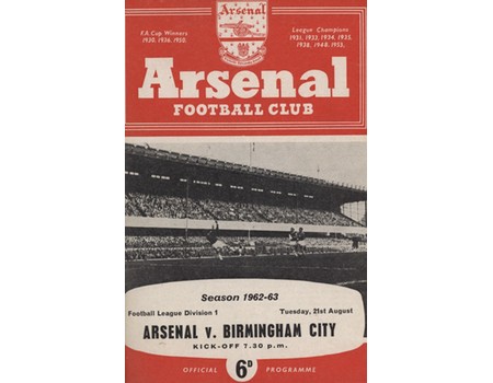 ARSENAL 1962-63 BOUND SET OF HOME FOOTBALL PROGRAMMES