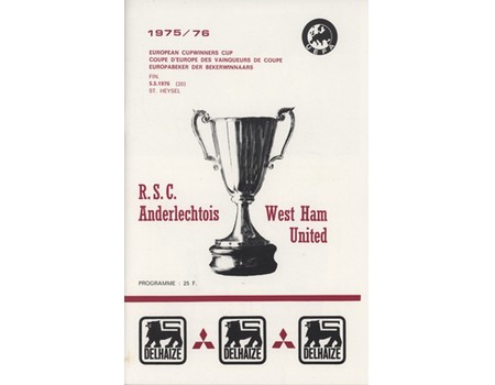 ANDERLECHT V WEST  HAM UNITED 1976 (ECWC FINAL) FOOTBALL PROGRAMME