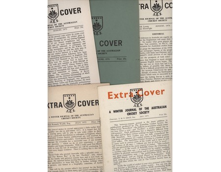EXTRA COVER - A WINTER JOURNAL OF THE AUSTRALIAN CRICKET SOCIETY, 1971-1974 & 1976 (5 ITEMS)