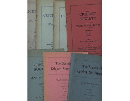 THE SOCIETY OF CRICKET STATISTICIANS / THE CRICKET SOCIETY YEARBOOKS - 1946-49 & 1953-55 (7 ITEMS)
