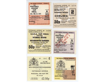 TOTTENHAM HOTSPUR FOOTBALL TICKETS 1971-1982 (FINALS & SEMI-FINALS)