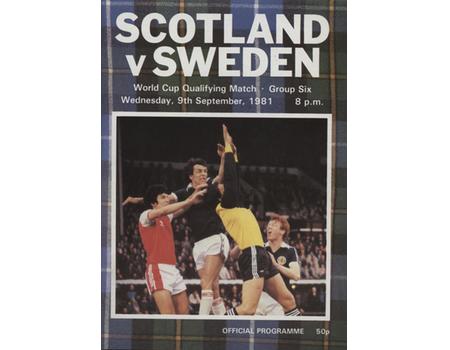 SCOTLAND V SWEDEN 1981 FOOTBALL PROGRAMME