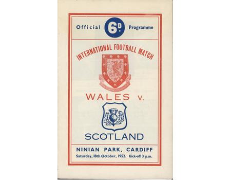 WALES V SCOTLAND 1952 FOOTBALL PROGRAMME
