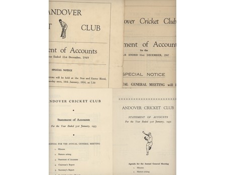 ANDOVER CRICKET CLUB STATEMENT OF ACCOUNTS 1947-53 (4 IN TOTAL)