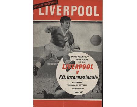 LIVERPOOL V INTER MILAN 1965 (EUROPEAN CUP SEMI-FINAL) FOOTBALL PROGRAMME