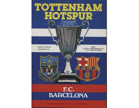 TOTTENHAM HOTSPUR V BARCELONA 1981-82 (ECWC SEMI-FINAL) FOOTBALL PROGRAMME