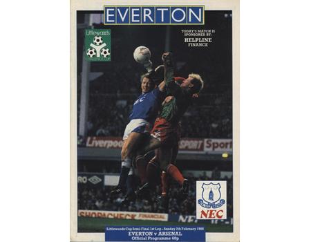 EVERTON V ARSENAL1988 (LEAGUE CUP SEMI-FINAL) FOOTBALL PROGRAMME