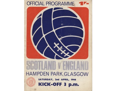 SCOTLAND V ENGLAND 1966 FOOTBALL PROGRAMME