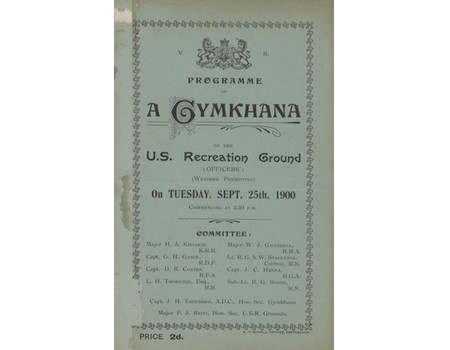 U.S. RECREATION GROUND (PORTSMOUTH) 1900 CYCLING GYMKHANA PROGRAMME - INCLUDING CIGAR AND FUSEE RACE
