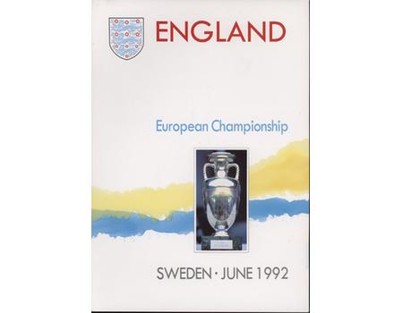ENGLAND - EUROPEAN CHAMPIONSHIP SWEDEN JUNE 1992 BROCHURE, PLUS EXTRAS