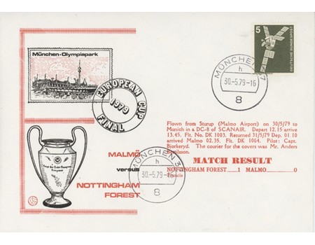 NOTTINGHAM FOREST V MALMO 1979 EUROPEAN CUP FINAL FIRST DAY COVER