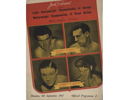 FREDDIE MILLS V POL GOFFAUX 1947 BOXING PROGRAMME