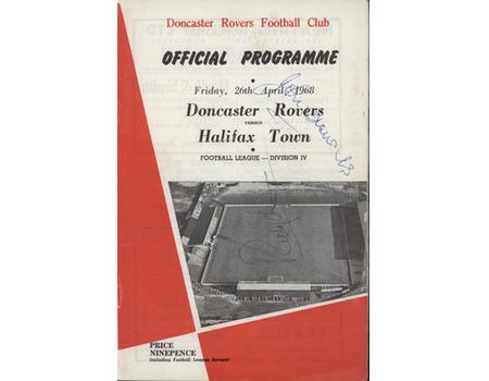 DONCASTER ROVERS V HALIFAX TOWN 1967-68 FOOTBALL PROGRAMME
