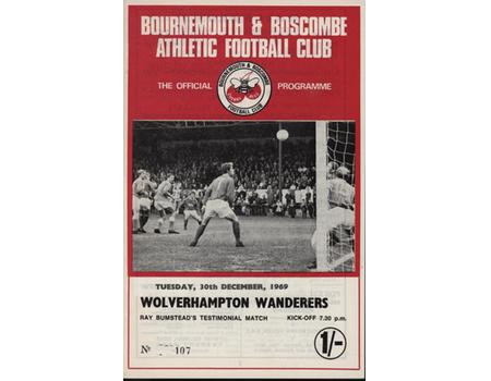 BOURNEMOUTH & BOSCOMBE AFC V WOLVERHAMPTON WANDERERS (RAY BUMSTEAD TESTIMONIAL) 1969 FOOTBALL PROGRAMME