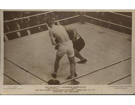 JOE BECKETT V GEORGES CARPENTIER 1919 BOXING POSTCARD