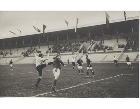 GREAT BRITAIN V FINLAND 1912 OLYMPICS FOOTBALL POSTCARD