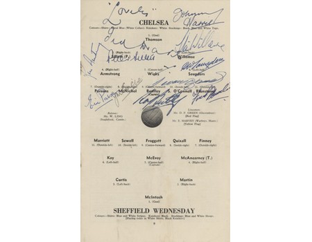 CHELSEA V SHEFFIELD WEDNESDAY 1954-55 FOOTBALL PROGRAMME (SIGNED BY CHELSEA CHAMPIONS)