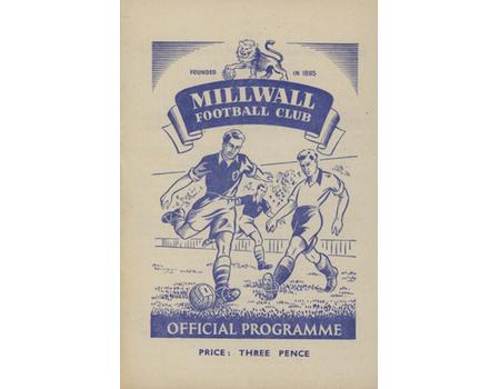 MILWALL V READING 1951-52 FOOTBALL PROGRAMME