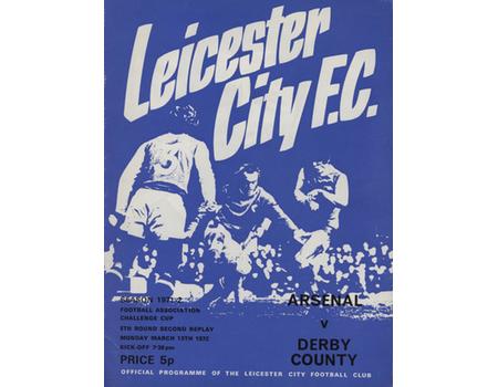 ARSENAL V DERBY COUNTY (AT FILBERT STREET) 1971-72 FOOTBALL PROGRAMME