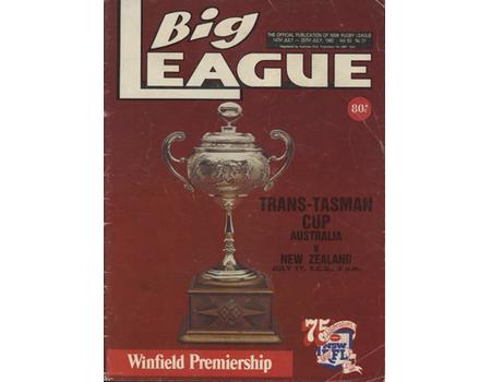 AUSTRALIA V NEW ZEALAND (TRANS-TASMAN CUP) 1982 RUGBY LEAGUE PROGRAMME
