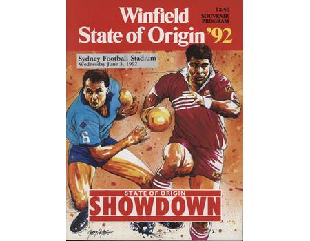 NEW SOUTH WALES V QUEENSLAND 1992 (WINFIELD STATE OF ORIGIN) RUGBY LEAGUE PROGRAMME