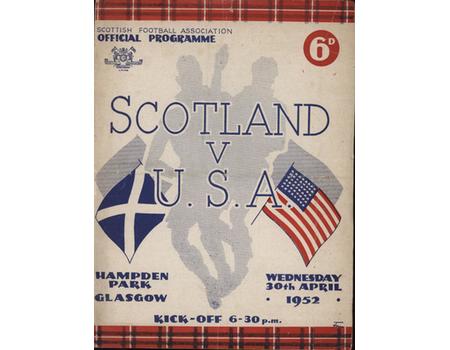 SCOTLAND V USA 1951-52 FOOTBALL PROGRAMME