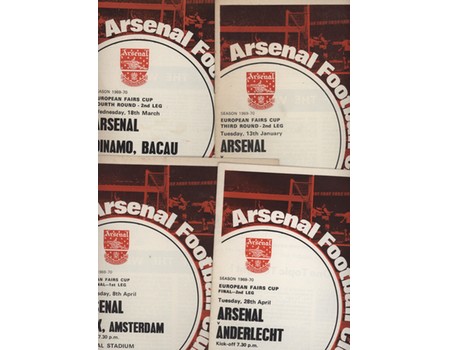 ARSENAL 1969-70 FAIRS CUP FOOTBALL PROGRAMMES (4) - INCLUDING FINAL