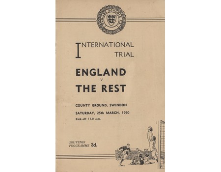 ENGLAND V THE REST 1949-50 (INTERNATIONAL SCHOOLS TRIAL) FOOTBALL PROGRAMME