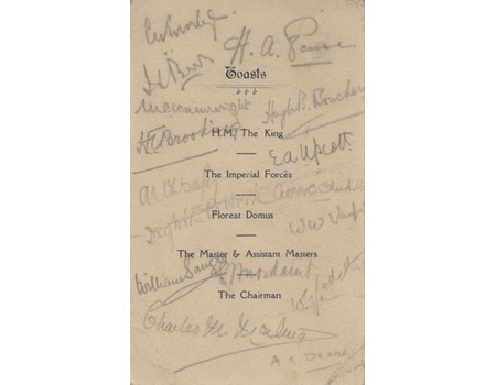 CAMBRIDGE OLD WELLINGTONIANS 1920 SIGNED DINNER MENU