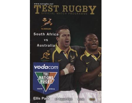 SOUTH AFRICA V AUSTRALIA 2002 RUGBY UNION PROGRAMME