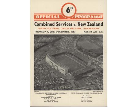 COMBINED SERICES V NEW ZEALAND 1963 RUGBY UNION PROGRAMME