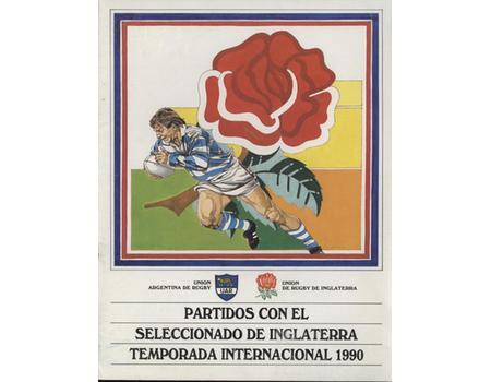 ARGENTINA V ENGLAND 1990 RUGBY UNION PROGRAMME (SECOND TEST)