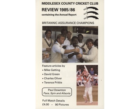 MIDDLESEX COUNTY CRICKET CLUB ANNUAL REVIEW 1985/86