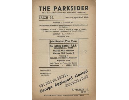 HUNSLET V WIGAN 1949 RUGBY LEAGUE PROGRAMME