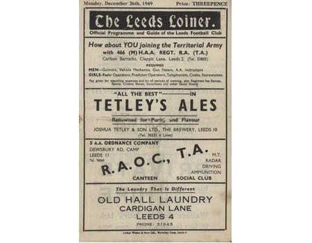 LEEDS V WAKEFIELD 1949 RUGBY LEAGUE PROGRAMME