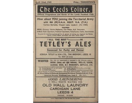 LEEDS V BRADFORD NORTHERN 1949 RUGBY LEAGUE PROGRAMME