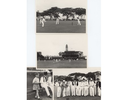 CRICKET IN SINGAPORE 1953 (WITH TOP HATS) PHOTOGRAPHS X4