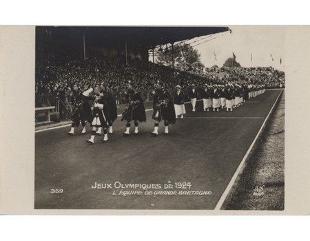 GREAT BRITAIN OLYMPIC TEAM (OPENING CEREMONY) 1924 PARIS OLYMPICS POSTCARD
