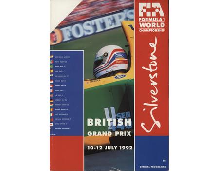 BRITISH GRAND PRIX 1992 OFFICIAL PROGRAMME